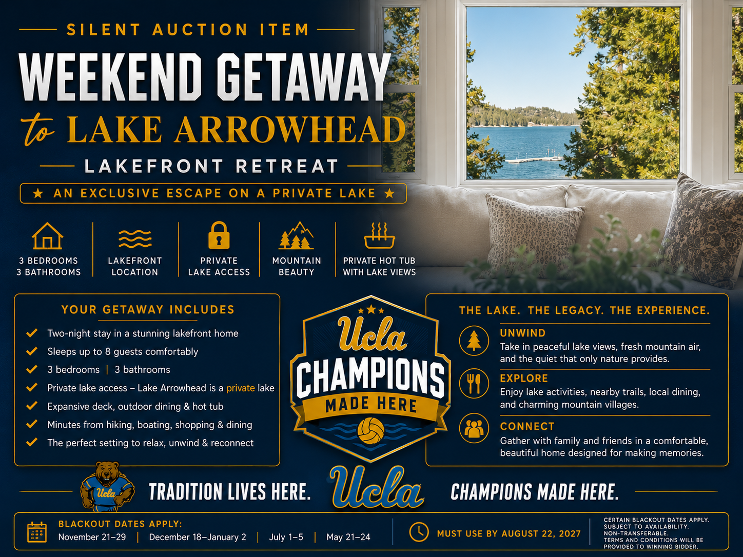Weekend Getaway to Lake Arrowhead — Bruin Bash 2026 Silent Auction