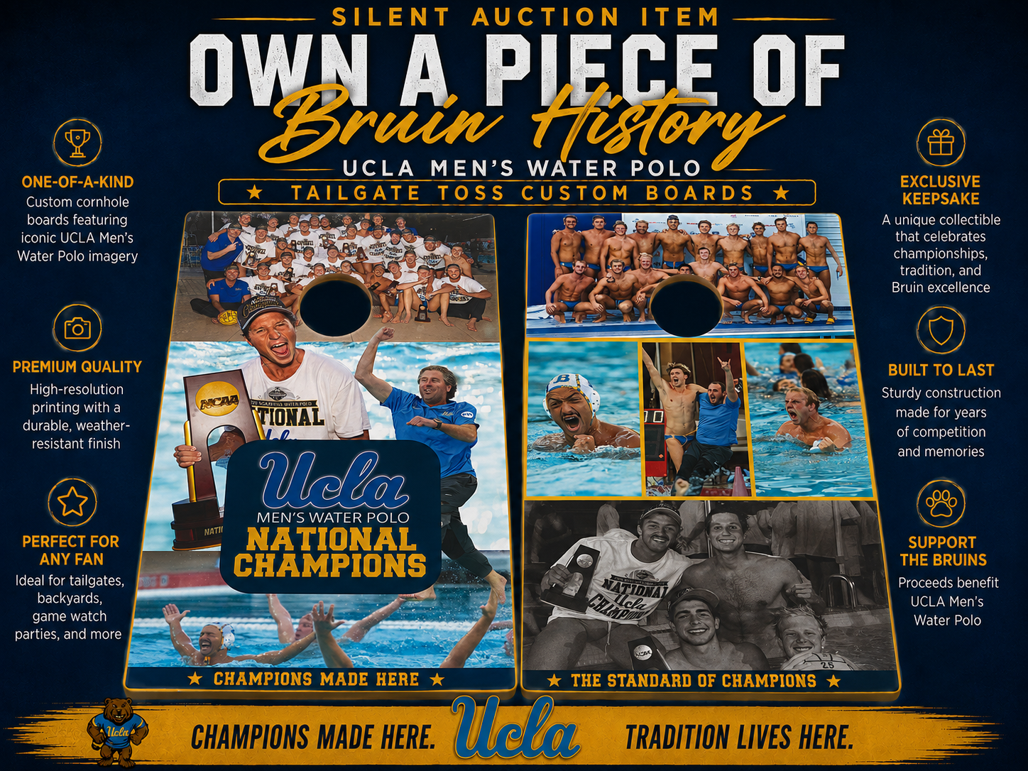 Custom Tailgate Toss Boards — Bruin Bash 2026 Live Auction